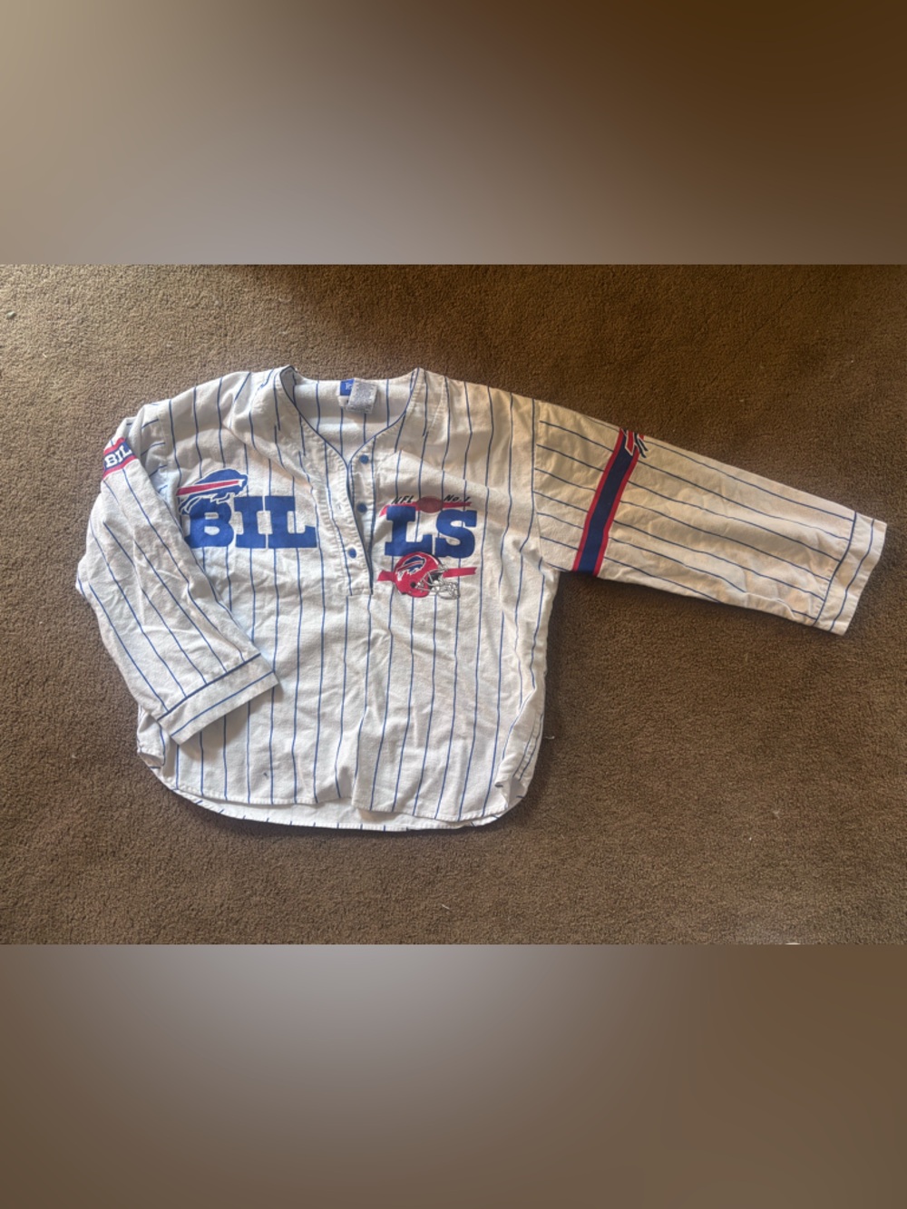 Buffalo Bills Pinstripe Jersey Top - White/Blue